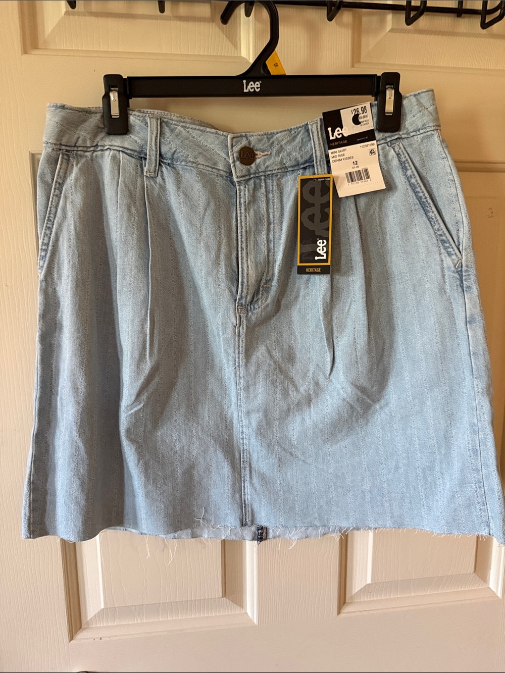 Lee Light Blue Denim Mini Skirt with Raw Hem